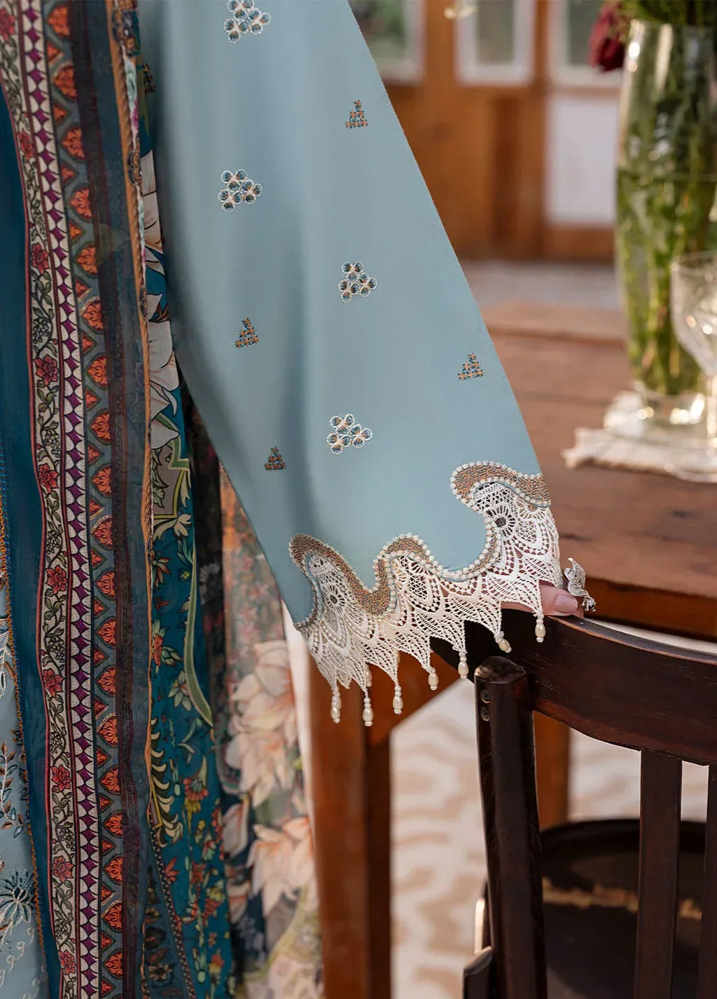 SAPPHIRE-3PC LAWN EMBROIDERED SHIRT WITH CHIFFON PRINTED DUPATTA AND TROUSER-RP-4694 - Rang Pasand