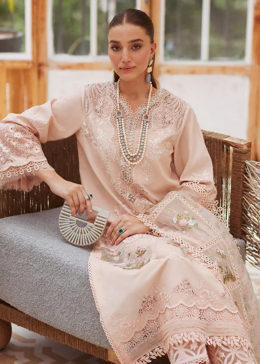 CRIMSON-3PC LAWN LASERWORK EMBROIDERED SHIRT WITH CHIFFON PRINTED EMBROIDERED DUPATTA AND TROUSER-RP-4648