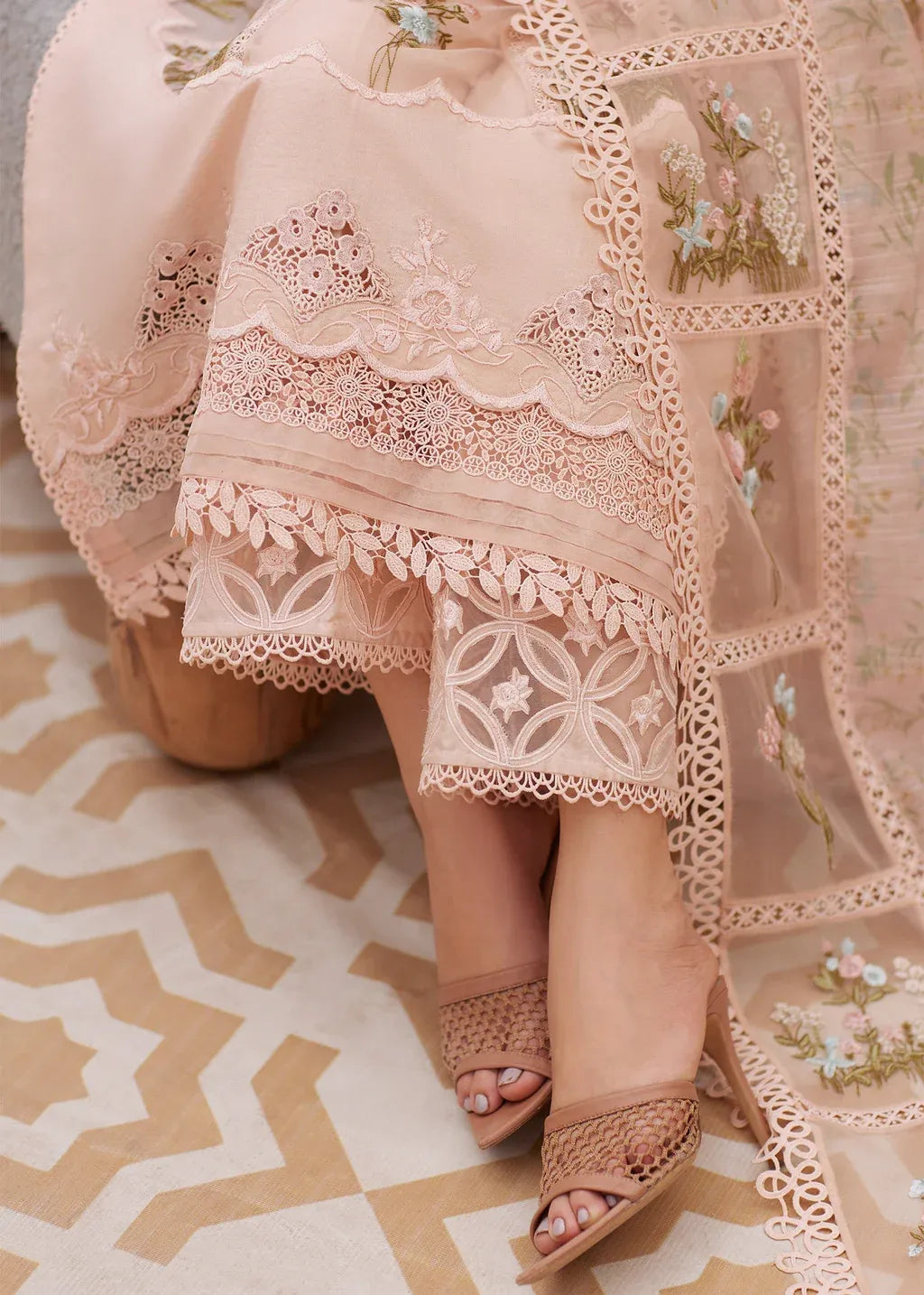 CRIMSON-3PC LAWN LASERWORK EMBROIDERED SHIRT WITH CHIFFON PRINTED EMBROIDERED DUPATTA AND TROUSER-RP-4648