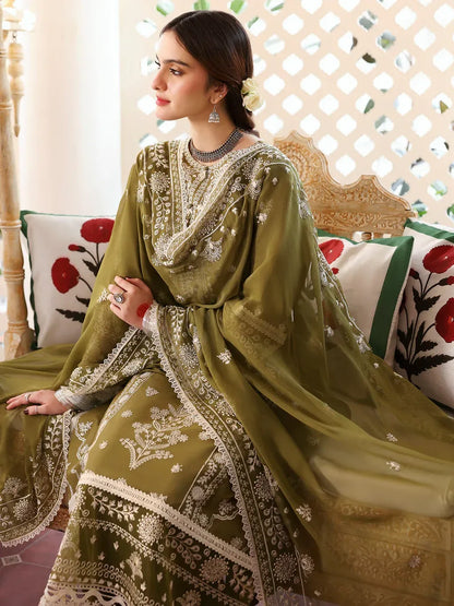 MAHNUR-3PC LAWN EMBROIDERED SHIRT WITH LAWN EMBROIDERED DUPATTA & TROUSER-RP-4522 - Rang Pasand