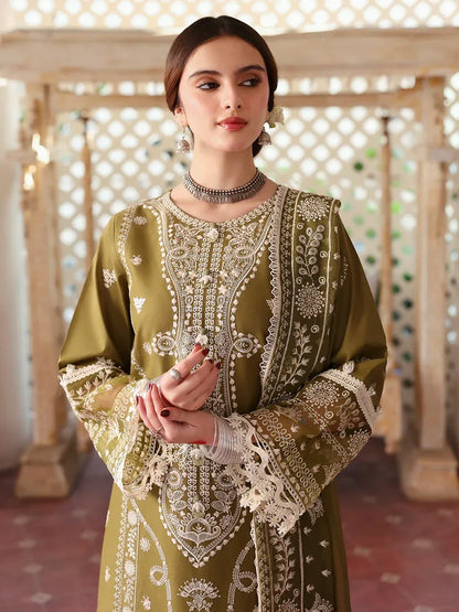 MAHNUR-3PC LAWN EMBROIDERED SHIRT WITH LAWN EMBROIDERED DUPATTA & TROUSER-RP-4522 - Rang Pasand