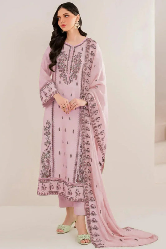 GARNET-3PC LAWN EMBROIDERED SHIRT WITH LAWN EMBROIDERED DUPATTA AND TROUSER-RP-4713 - Rang Pasand