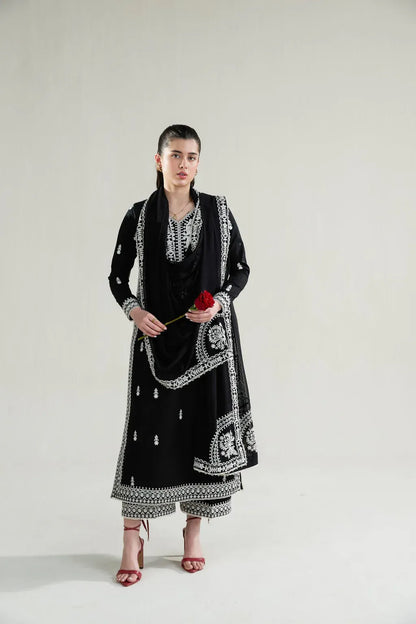 ZAIB-3PC LAWN EMBROIDERED SHIRT WITH KHADDI NET EMBROIDERED DUPATTA AND TROUSER-RP-4778