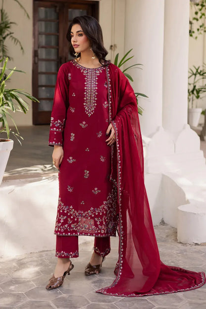 BATIK-3PC LAWN EMBROIDERED SHIRT WITH CHIFFON EMBROIDERED DUPATTA AND EMB TROUSER-RP-4732 - Rang Pasand