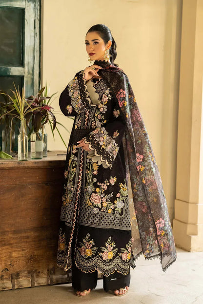 HUSSAIN REHAR-3PC LAWN EMBROIDERED SHIRT WITH CHIFFON PRINTED DUPATTA AND TROUSER-RP-4702 - Rang Pasand