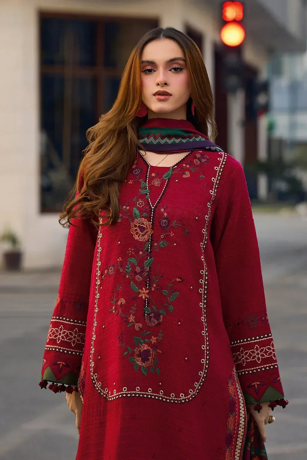 CHARIZMA-3PC LAWN EMBROIDERED SHIRT WITH CHIFFON PRINT DUPATTA AND EMB TROUSER-RP-4756 - Rang Pasand