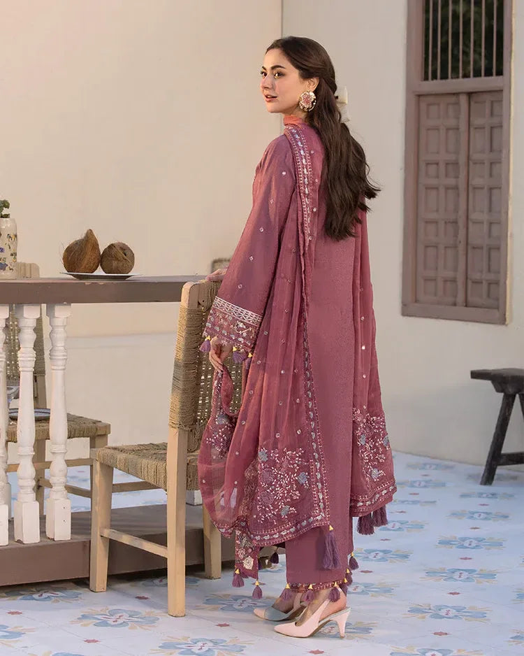 JADE-3PC LAWN SEQUENCE EMBROIDERED SHIRT WITH CHIFFON EMBROIDERED DUPATTA AND TROUSER-RP-4619 - Rang Pasand