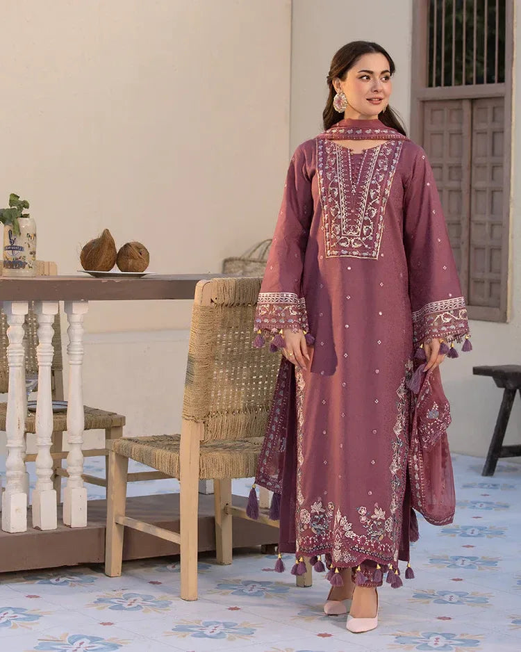 JADE-3PC LAWN SEQUENCE EMBROIDERED SHIRT WITH CHIFFON EMBROIDERED DUPATTA AND TROUSER-RP-4619 - Rang Pasand